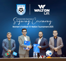 তিন জাতি নারী ফুটবল টুর্নামেন্টের পৃষ্ঠপোষক ওয়ালটন লিফট তিন জাতি নারী ফুটবল টুর্নামেন্টের পৃষ্ঠপোষক ওয়ালটন লিফট