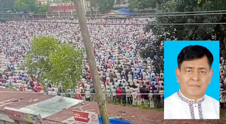 বেলাব উপজেলার সাবেক চেয়ারম্যান রিটনের জানাজায় মানুষের ঢল